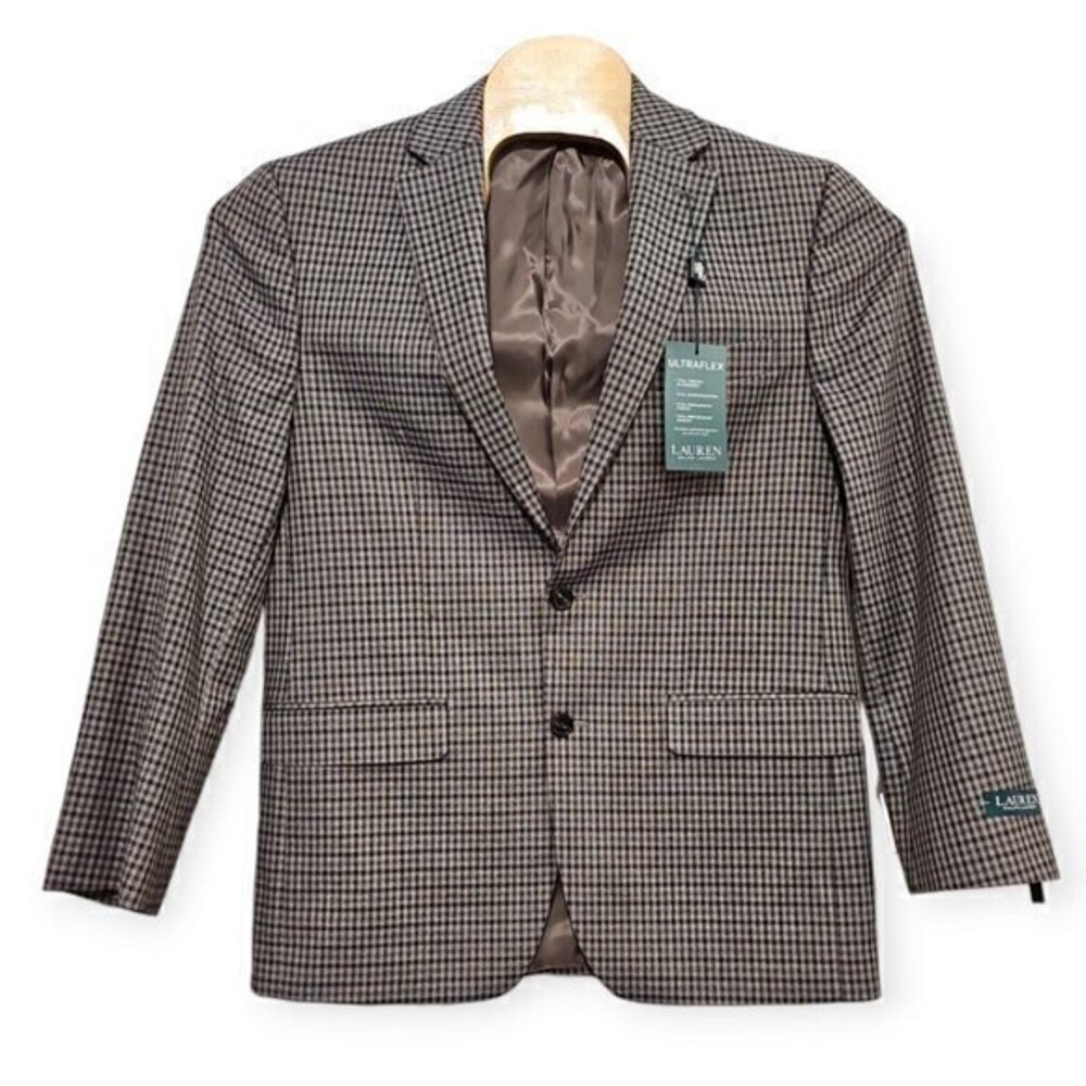 NEW Lauren Ralph Lauren Brown Black Gingham Check Sportscoat Blazer 40REG NWT